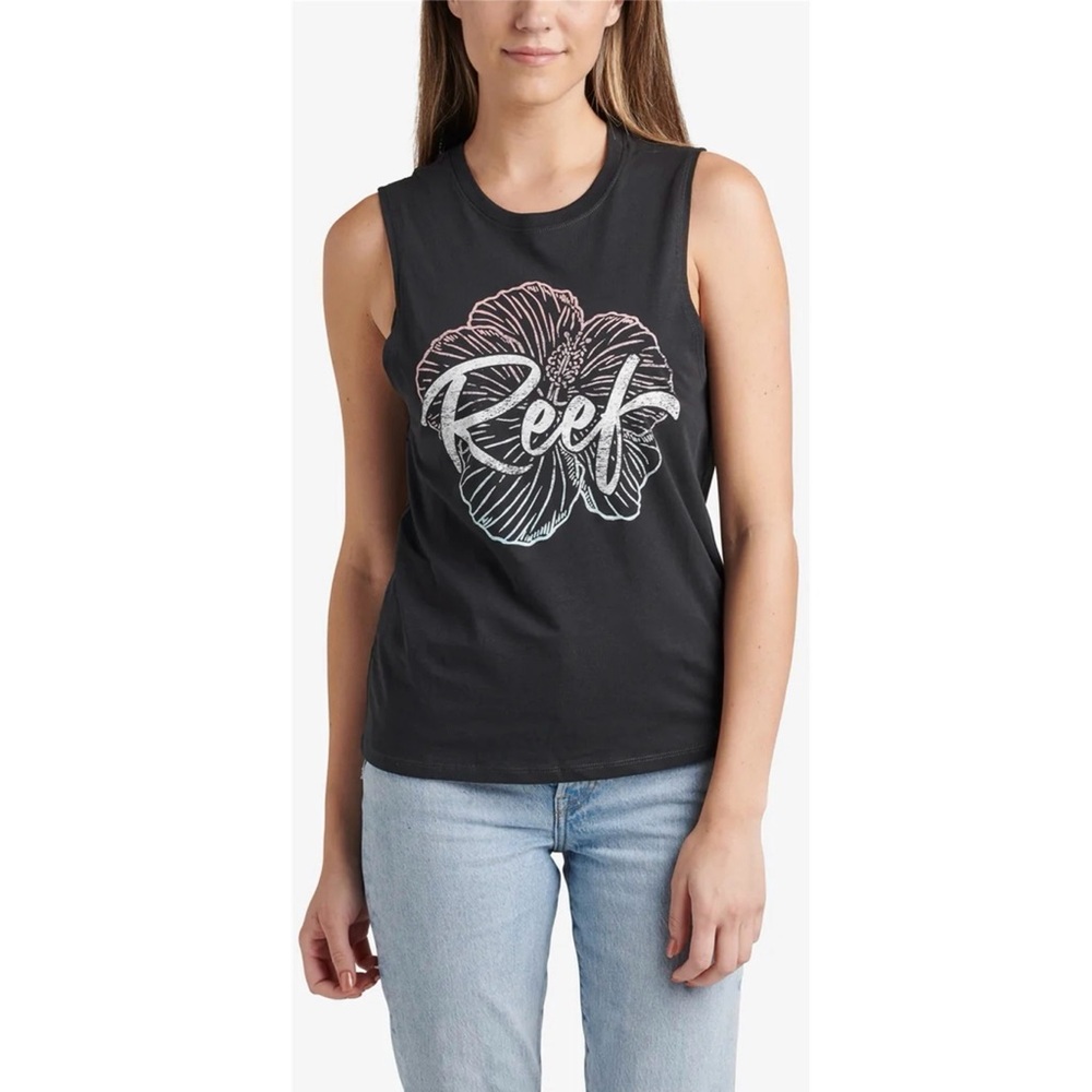 Reef Black Graphic Muscle Tank Top